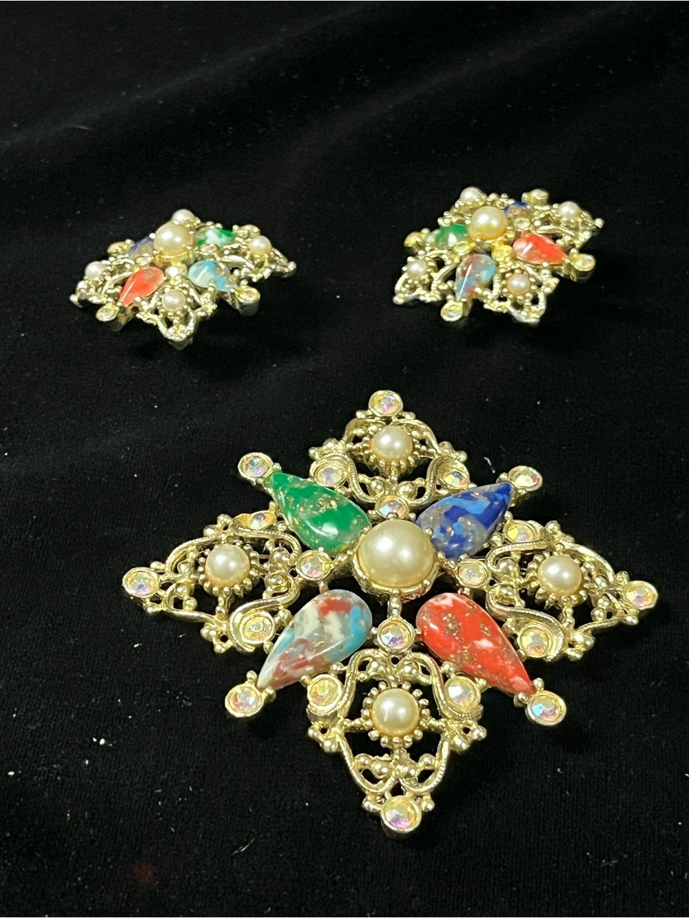 Vintage Sarah Coventry Galaxy Brooch & Clip Earrings Set 1789 - Picture 3 of 14